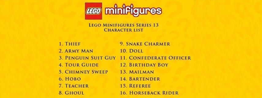 lego minifigures series  character list