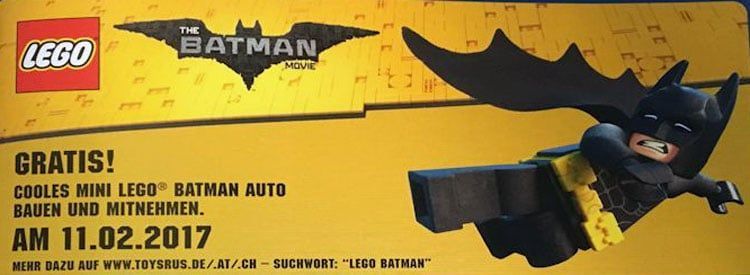 LEGO Batman Movie Bau-Event bei ToysRUs: Batmobil gratis