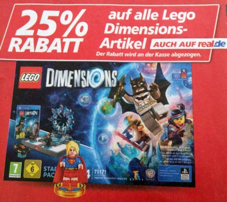 25 Prozent Rabatt auf alle LEGO Dimensions Sets bei real