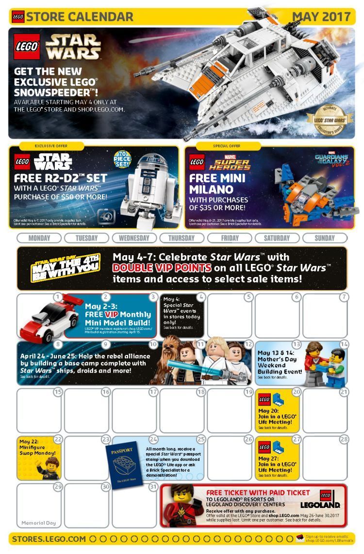 LEGO US-Store Kalender für Mai 2017 im Überblick
