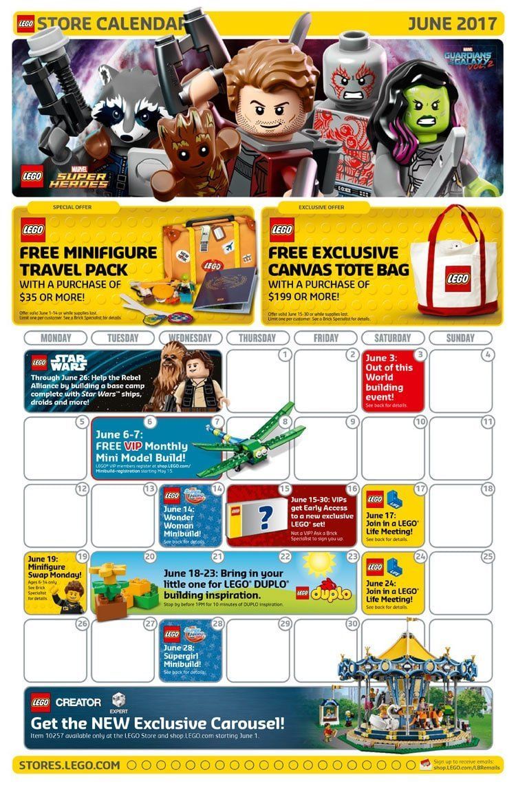LEGO Store US-Kalender für Juni 2017 verfügbar