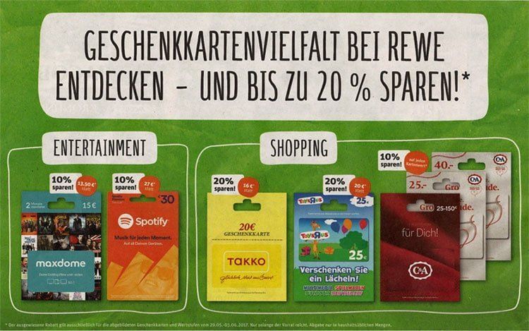 REWE: 25 Euro ToysRUs Geschenkkarte für 20 Euro kaufen