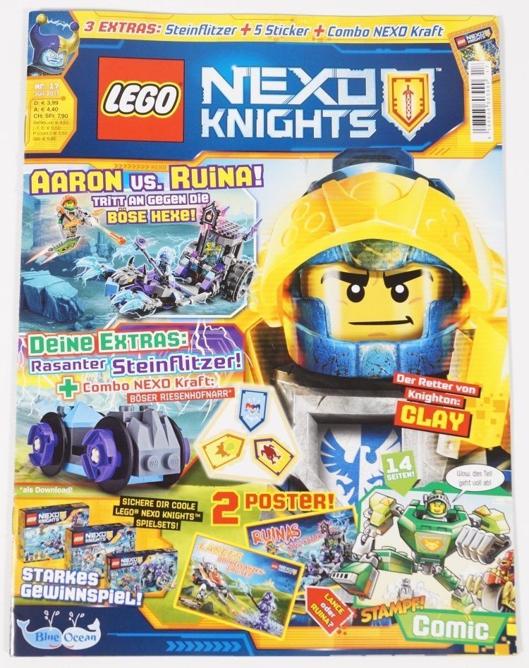 Review: LEGO Nexo Knights Magazin Juli 2017 mit Steinflitzer