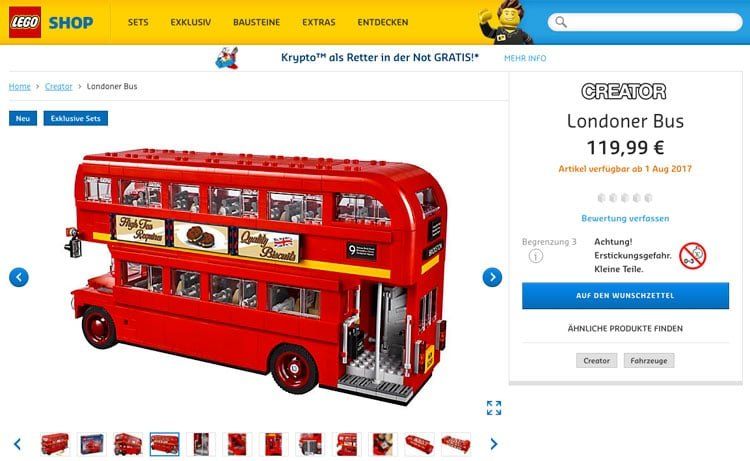 LEGO Creator London Bus (10258): Deutsche Set-Beschreibung