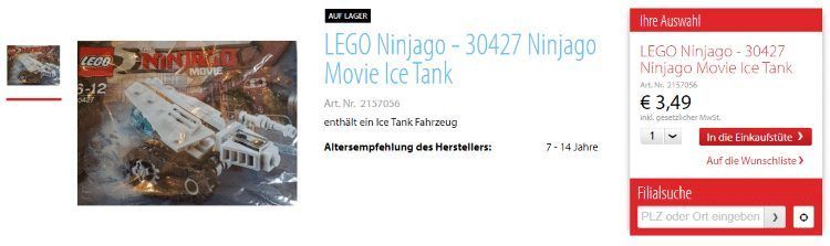 LEGO Ninjago Movie Polybags 30427 und 30428 bei Müller erhältlich