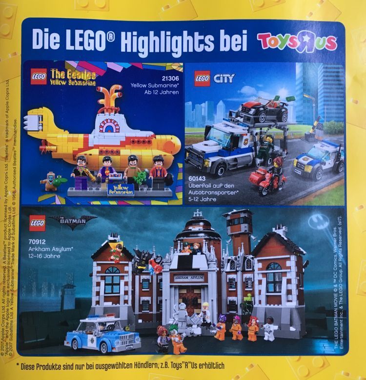 LEGO ToysRUs Katalog für das 2. Halbjahr 2017 erschienen