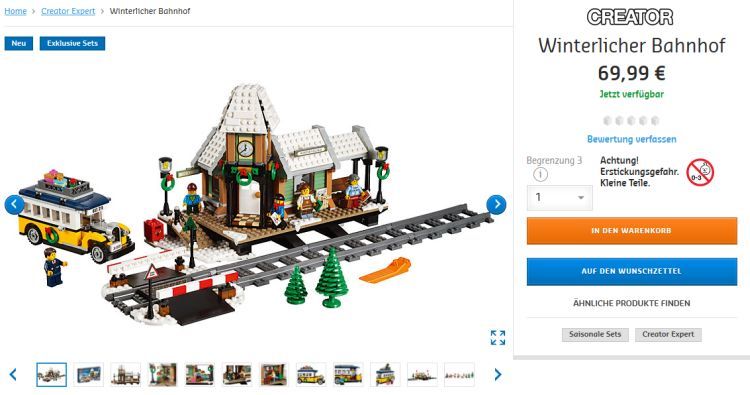 LEGO Creator: Winterlicher Bahnhof (10259) jetzt im VIP-Vorverkauf
