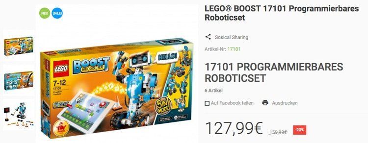 LEGO Boost mit 20 Prozent Rabatt bei B&B Spielwaren
