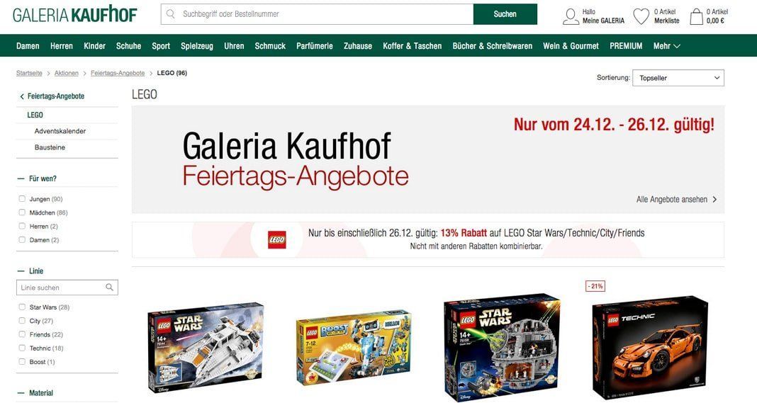 galeria kaufhof feiertagsangebot