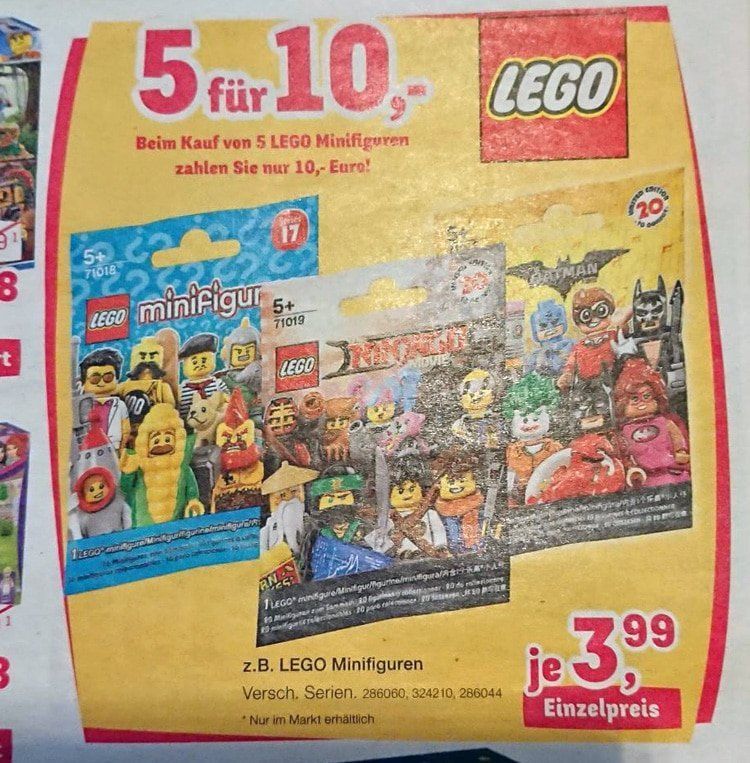 ToysRUs: 5 LEGO Minifiguren für 10 Euro