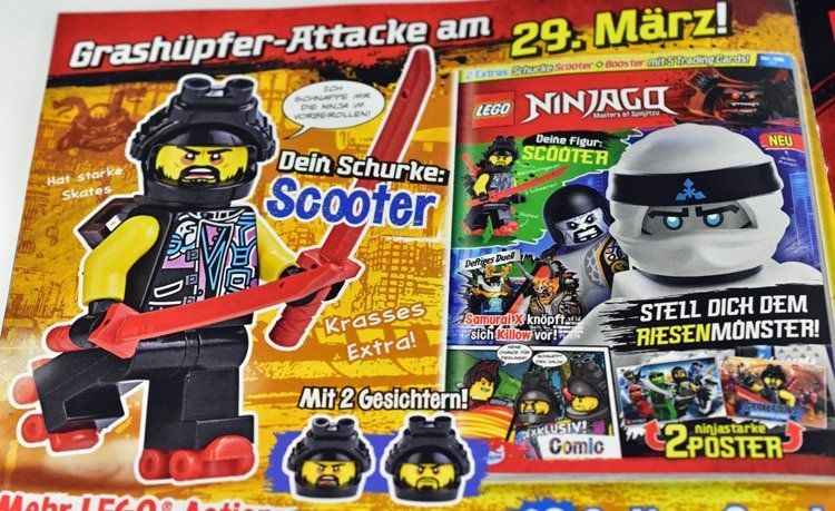 LEGO Ninjago Magazin 04/2018: Scooter Minifigur mit zwei Gesichtern