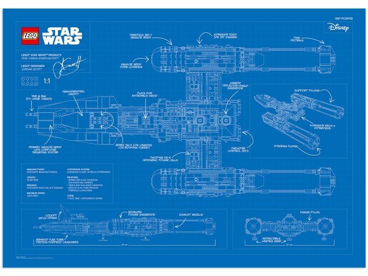LEGO 75181 Star Wars Y-Wing Starfighter Blueprint zum Download