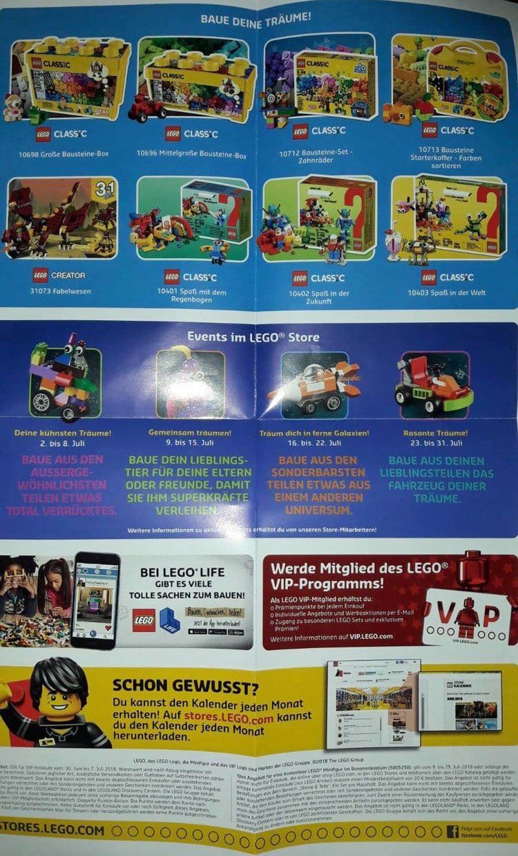 Deutscher LEGO Store Flyer mit den Angeboten für Juli 2018