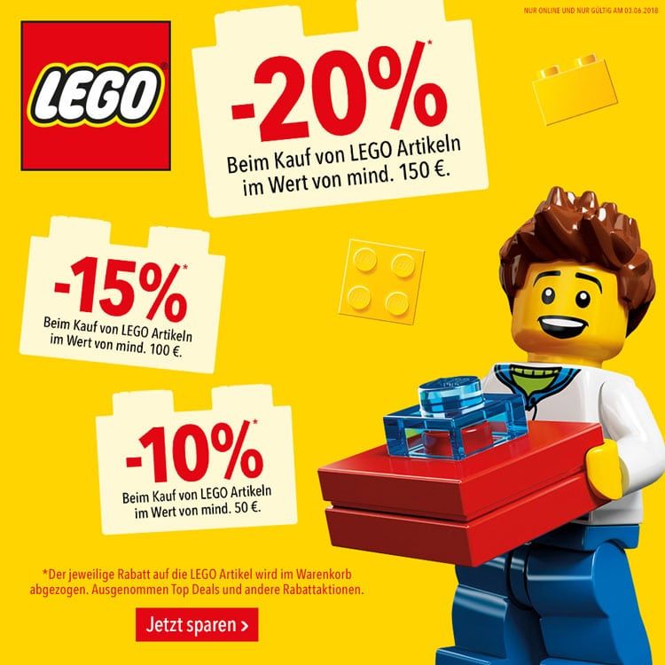 ToysRUs: 20 Prozent Rabatt beim Kauf von LEGO Sets ab 150 Euro - nur heute