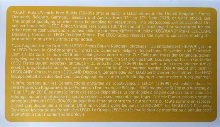 LEGO Wandkalender Gutschein #6 gegen Polybag (30499) eintauschen