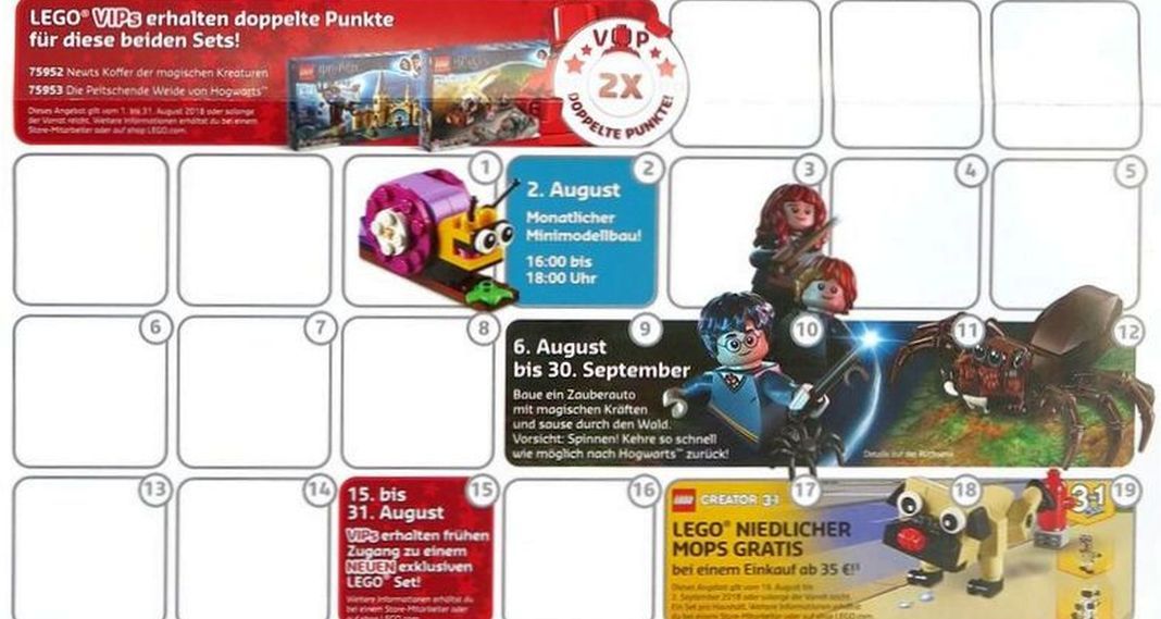LEGO Store Flyer für den August 2018