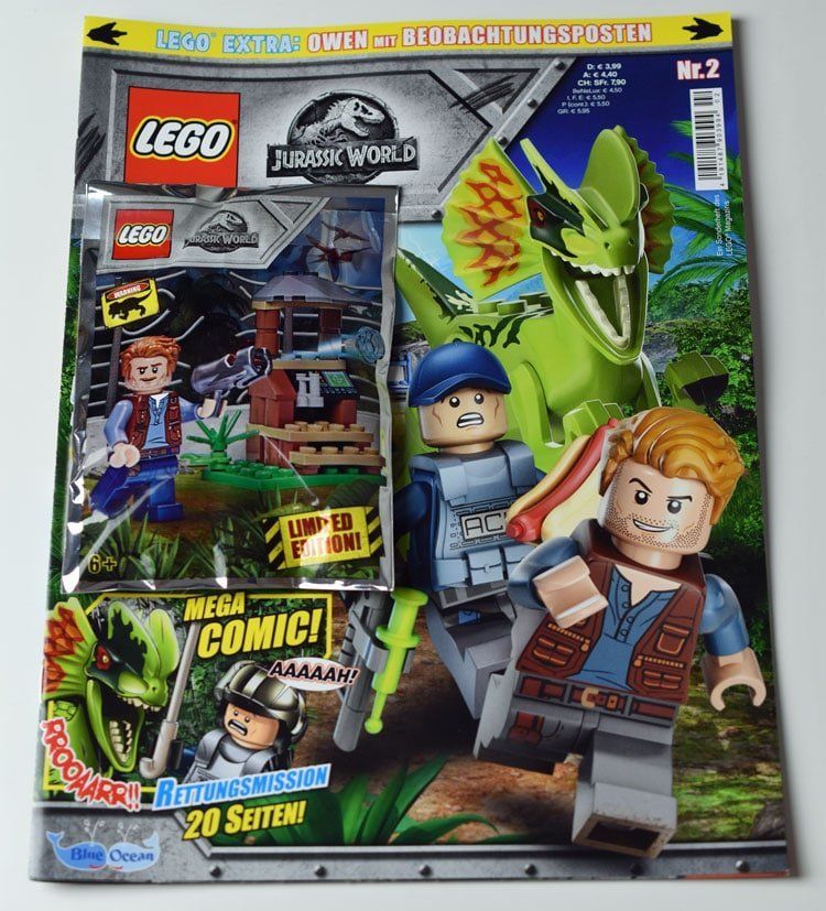 LEGO Jurassic World Magazin mit Owen und Beobachtungsstand im Review