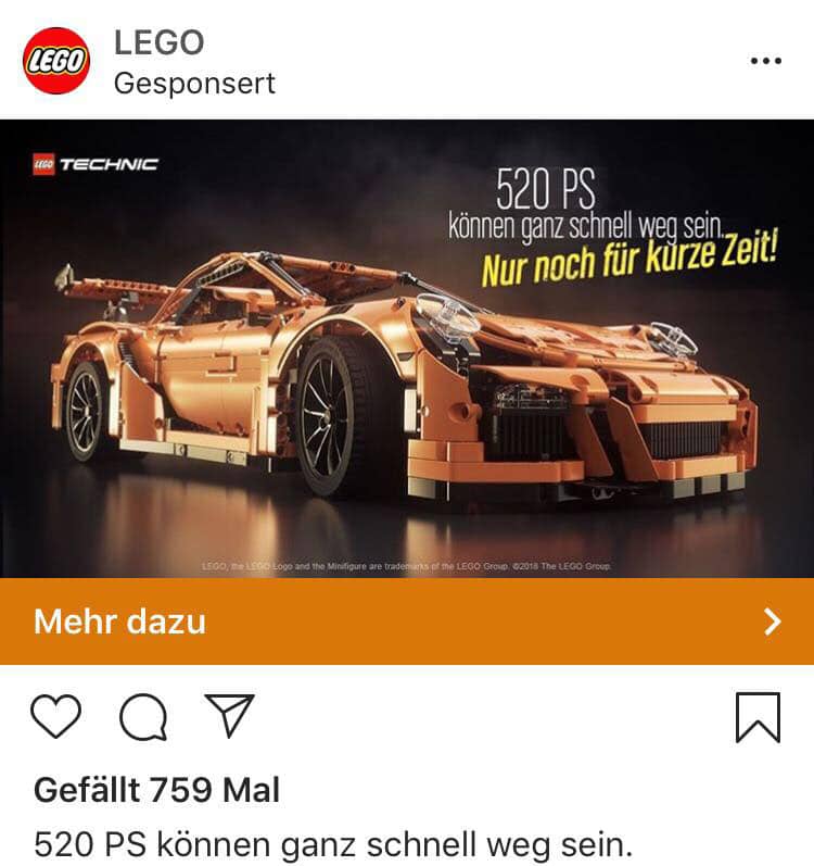 Lego Technic 42056 Porsche 911 Gt3 Rs Nur Noch Für Kurze