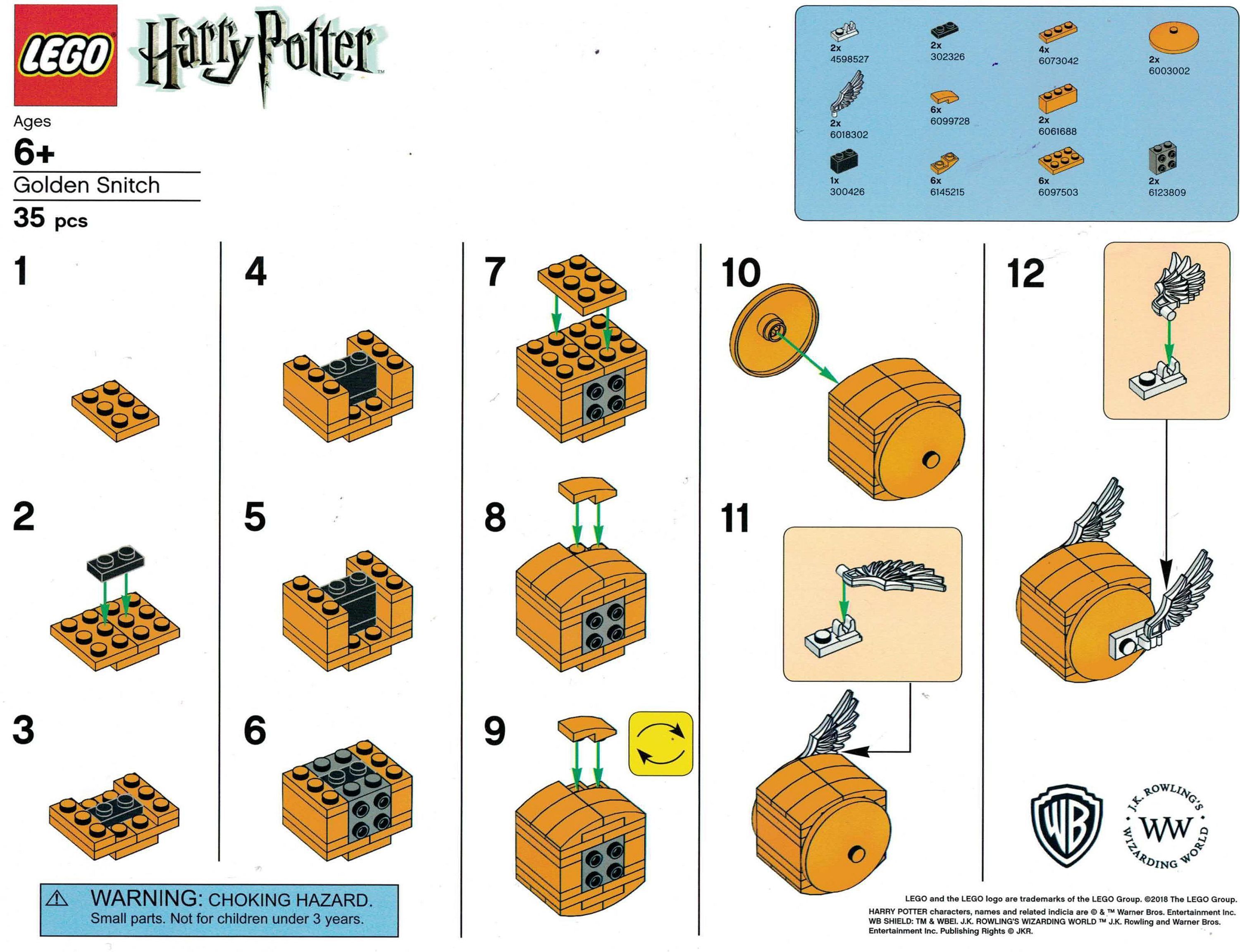 LEGO Harry Potter: Bauanleitung für goldenen Schnatz