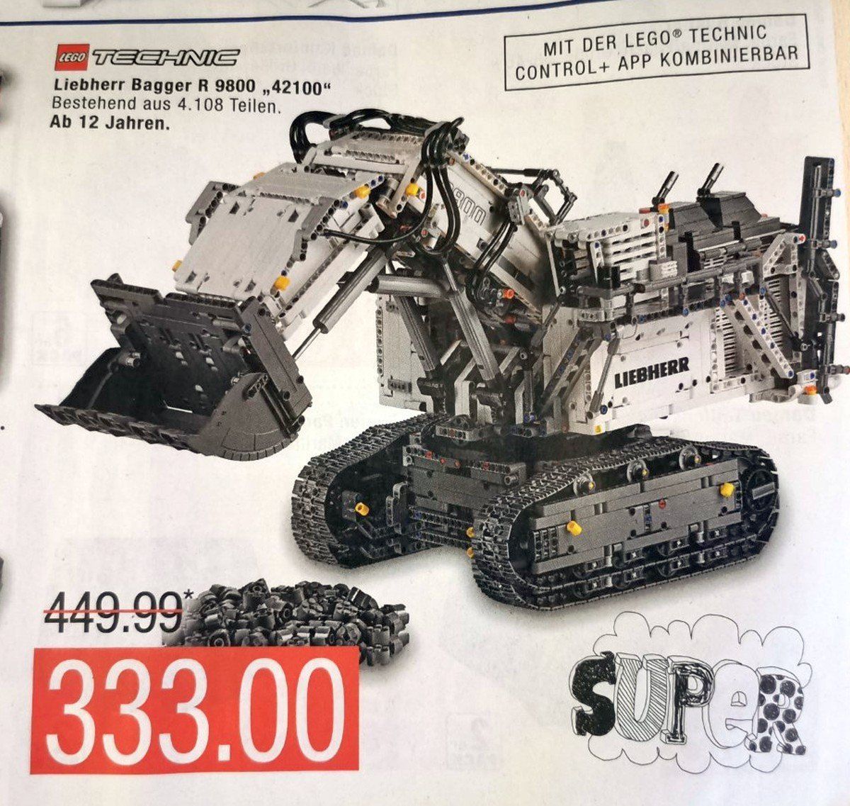 LEGO Technic 42100 Liebherr R9800 für 333 Euro im Angebot