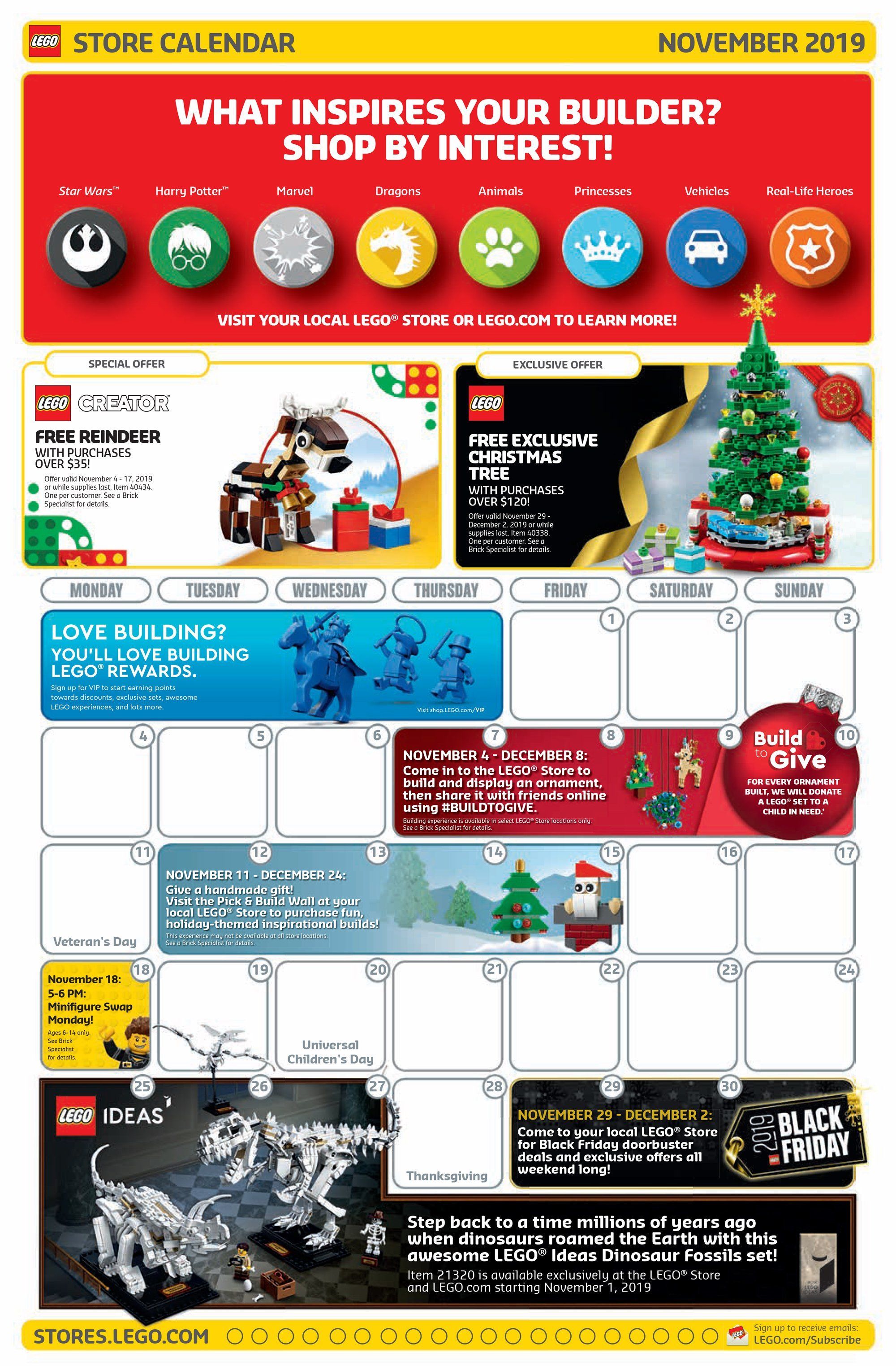 LEGO Store US Kalender November 2019: Black Friday Sale, Gratis-Zugaben