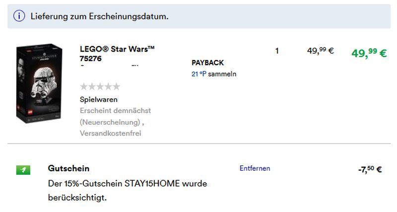 Thalia: LEGO Star Wars Boba Fett & Stormtrooper Helm für je 42,49 Euro