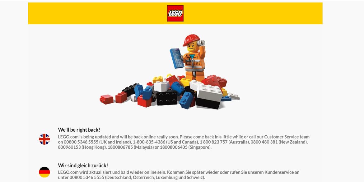 LEGO Online-Shop Error