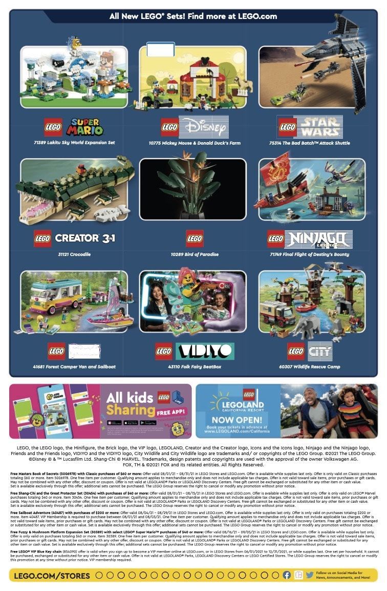 LEGO Store Kalender August 2021