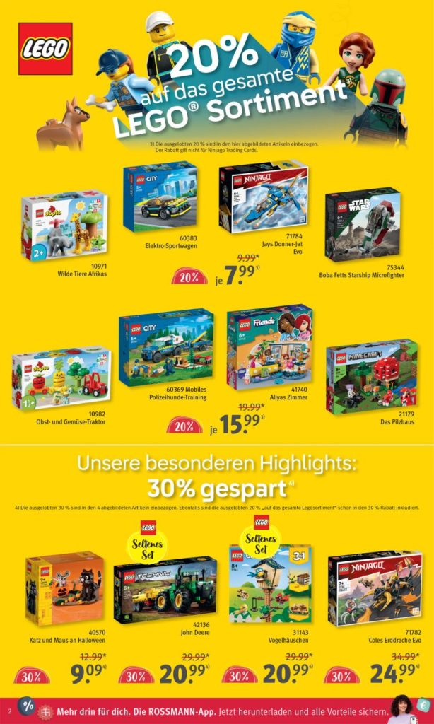 Rossmann: LEGO Sortiment mit 20% Rabatt