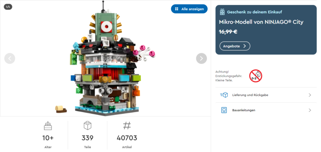 LEGO Ninjago 40703 Micro Ninjago City im LEGO Onlineshop gelistet - kommt das GWP in Kürze?