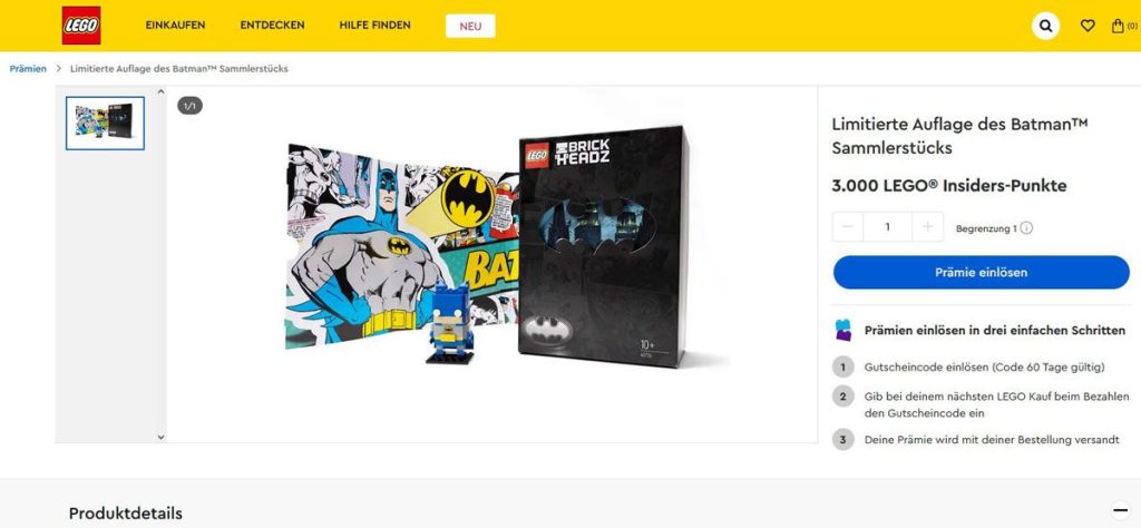 LEGO 40726 BrickHeadz Limited Edition Batman zum Jubiläum