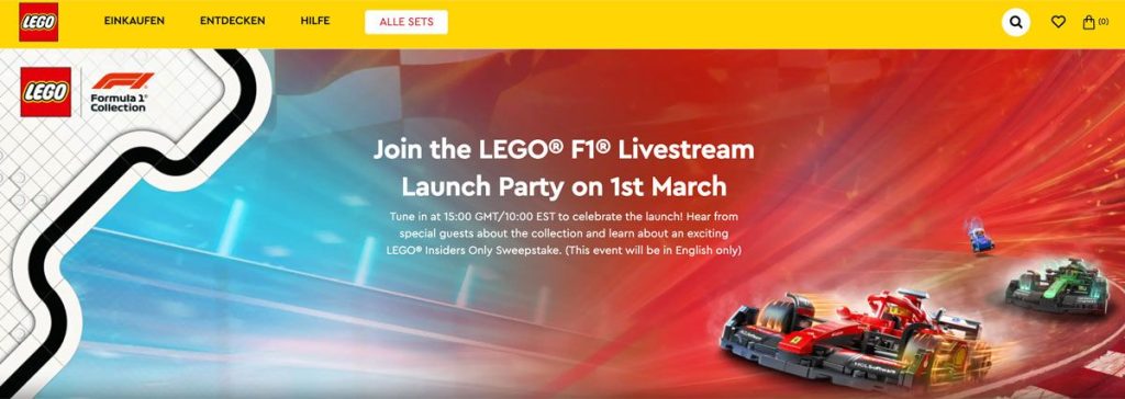 LEGO F1 Launch Party: Livestream am 01. März