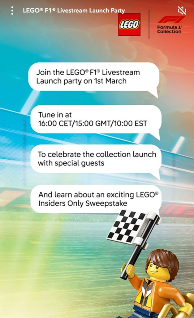 LEGO F1 Launch Party: Livestream am 01. März