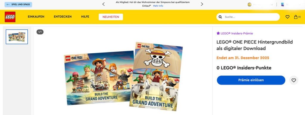 Erste LEGO One Piece Prämie