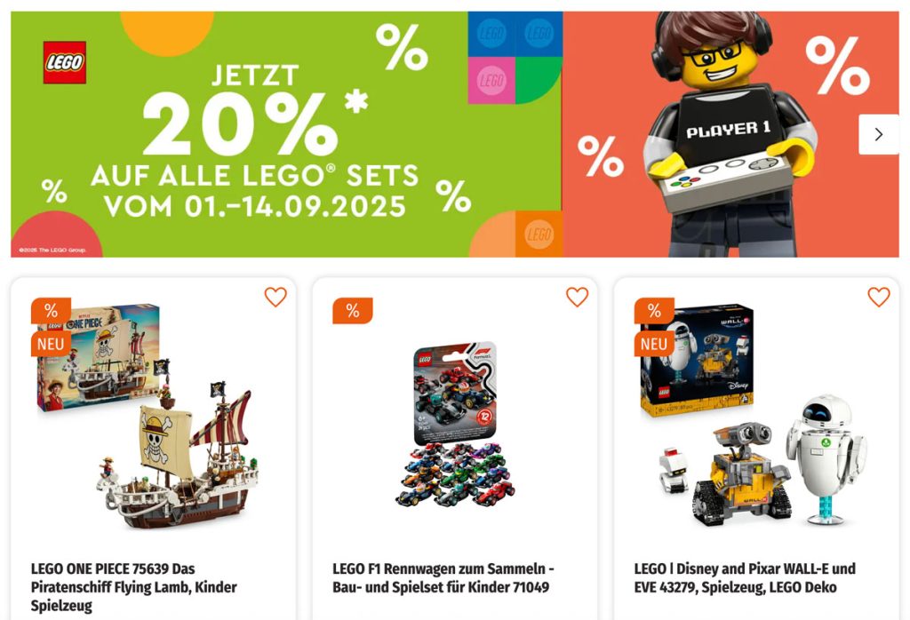 20% Prozent Rabatt auf alle LEGO Sets
