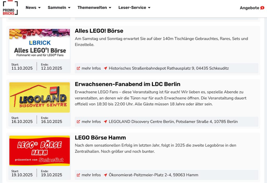 LEGO Events Kalender 2025 von PROMOBRICKS