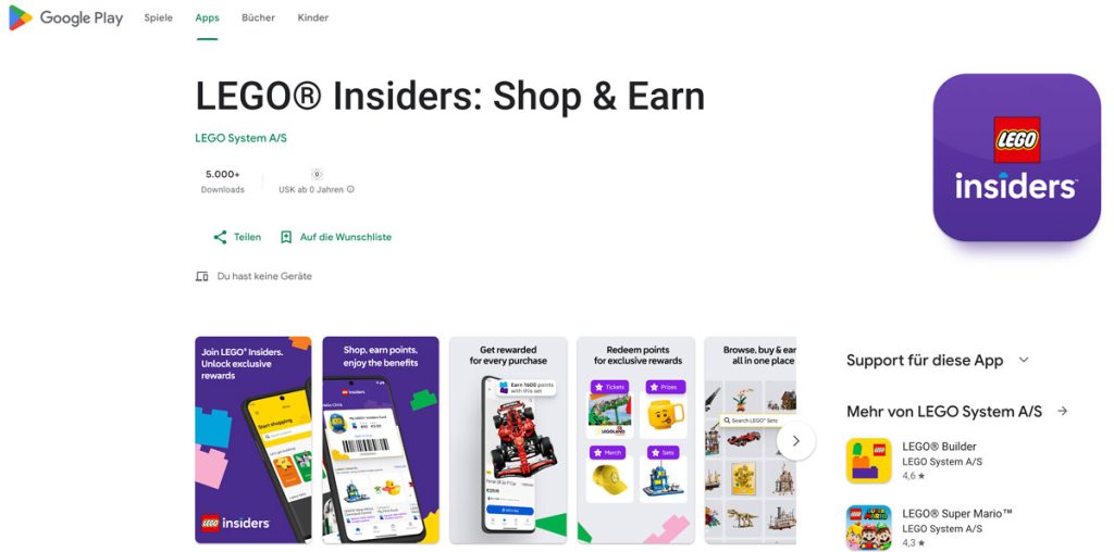 LEGO Insiders App Google