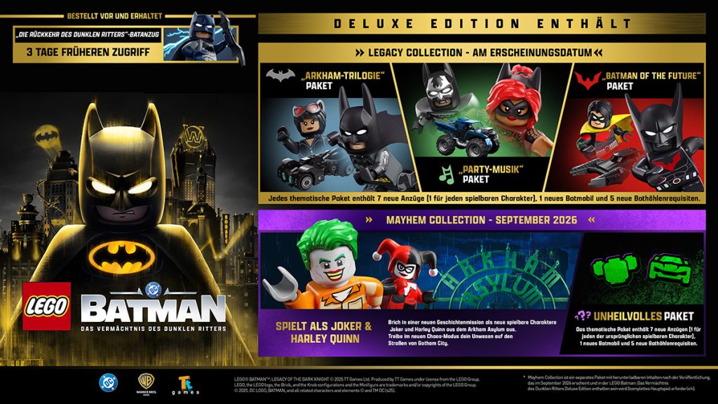 Inhalt der Deluxe-Version von LEGO Batman Legacy of the Dark Knight
