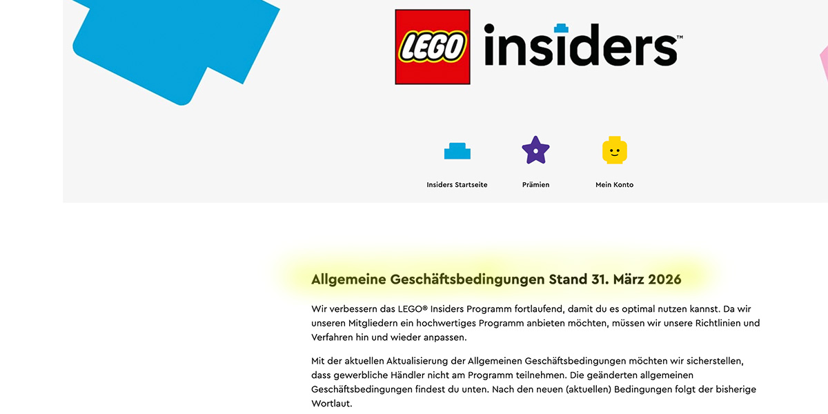 LEGO Insiders AGB: Update für BrickLink Händler