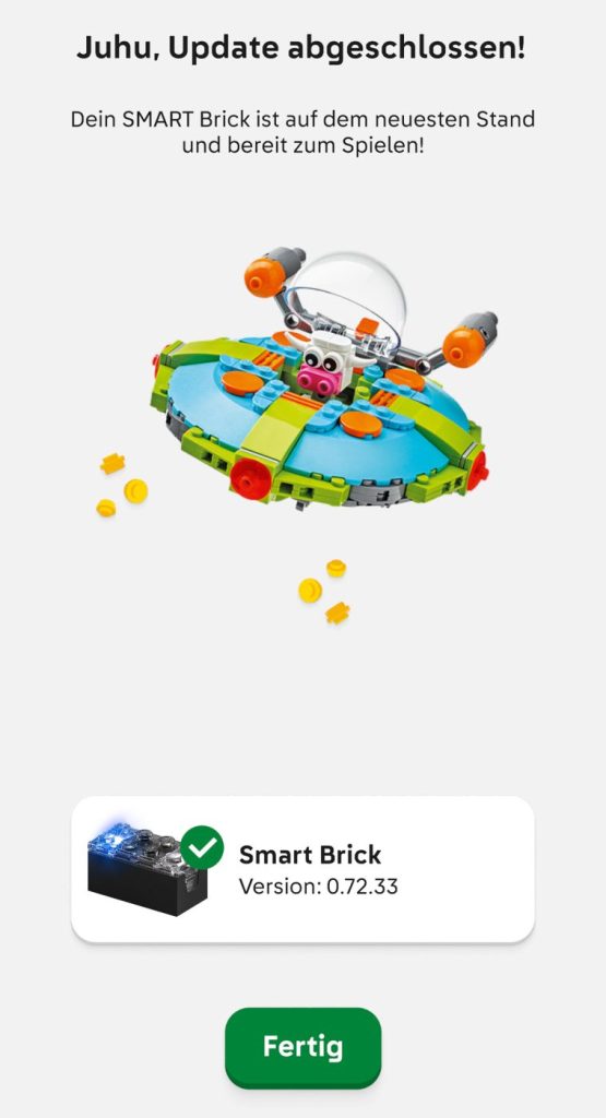 LEGO Smart Brick Update abgeschlossen nach kurzem Moment