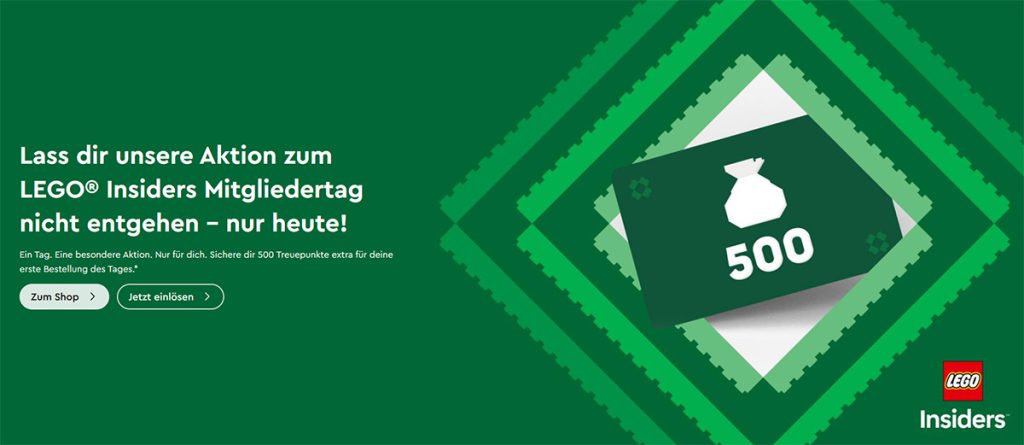500 Extra Punkte zum LEGO Insiders Tag