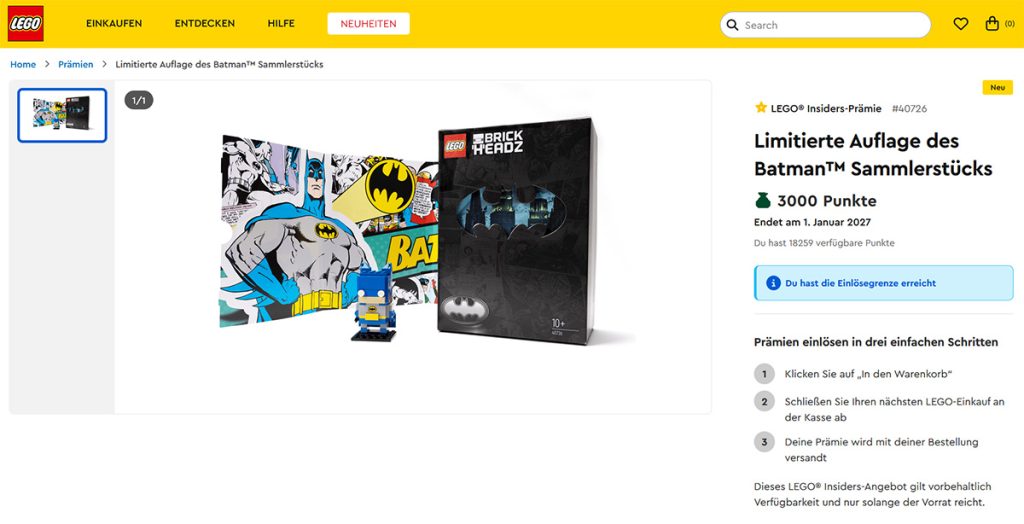 LEGO Batman BrickHeadz Limited Edition Set im Online-Shop