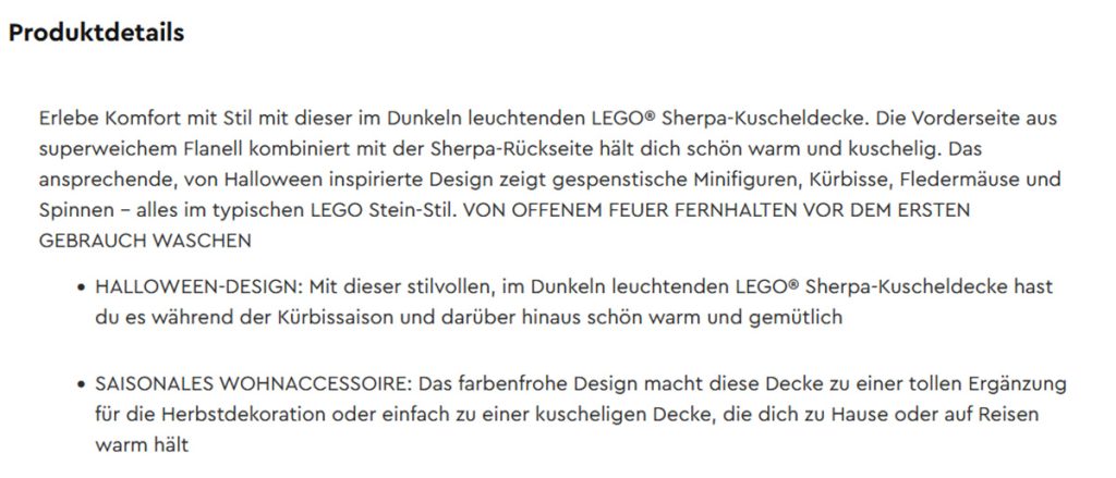 Produktbeschreibung LEGO Sherpa Kuscheldecke