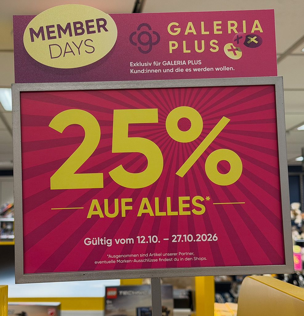 Galeria Member Days 2026: 25% Rabatt auch auf LEGO